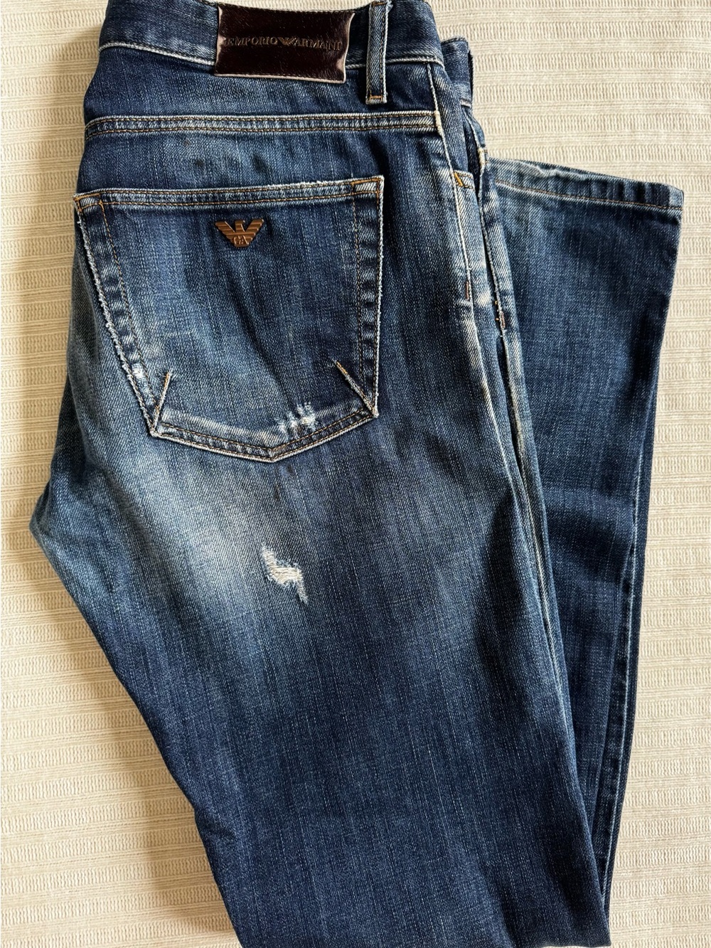 Emporio Armani Men's Dark Blue Slim Straight Jeans